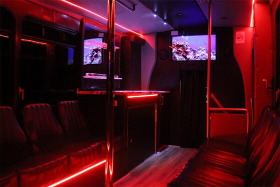 neon lights on limo bus