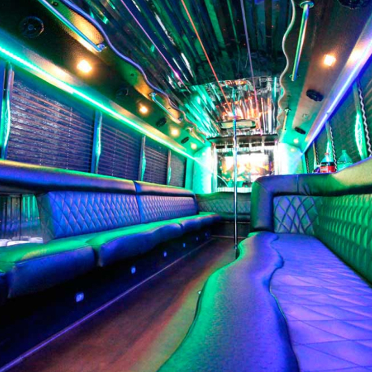 plush leather seats on party bus